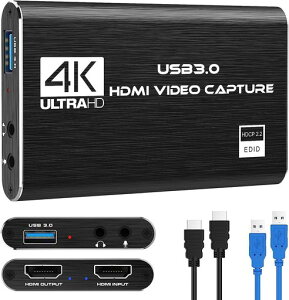 4K HDMI �r�f�I�L���v�`���J�[�h USB3.0 1080P 60FPS �r�f�I���R�[�_�[ �L���v�`���J�[�h �X�g���[�~���O�Q�[��������p Switch PS4 PS5 PS3 Xbox Wii U Web�J�����ɑΉ� Windows Mac