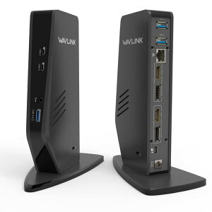 WAVLINK �c�u��USB-C ���j�o�[�T���h�b�L���O�X�e�[�V���� PD 65W �f���A��4K/�V���O��5K Displays 2��DP/2��HDMI�|�[�g�o�� �g�����[�h/�~���[���[�h 3�� USB-A/2��USB-C�|�[�g���ʌ݊���