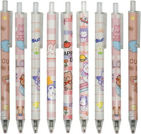 MAYDAHUIかわいい動物クマウサギノック式ボールペン12本セット0.5MM黒インクジェルボールペンおしゃれ文房具学生ギフトプレゼント