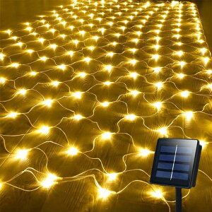 屋外LEDネットライトソーラーライトネットイルミネーションライト1.5mx1.5m96LED8モード漁網ライトクリスマス正月デコレーションライトフェアリーライト防雨防水庭フェンスガーデンライト…