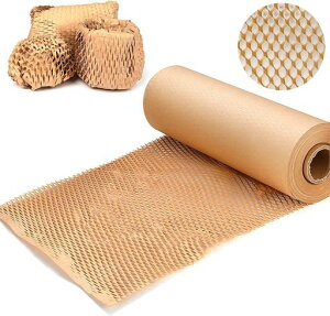 YOASONEKハニカムクッションペーパー包装紙緩衝材ハニカム紙ラッピングペーパー梱包材紙1ロールリサイクル可能パッキング天然再生紙郵送輸送食器ギフト包装引っ越しブラウン(30cmx10m)