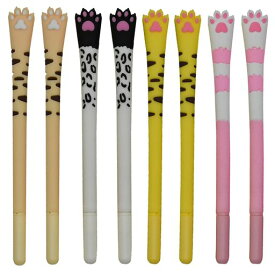 MAYDAHUIかわいい猫肉球ボールペン8本セット黒インク0.5MMおしゃれネコ足跡動物ジェルボールペン可愛い文房具ギフトプレゼント子供学生