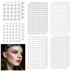 Honnydendパールシール1980粒入ラインストーンシール(デコシール)トーンステッカーフェイスステッカーアイメイクデコパーツネイルアートパーツ真珠顔面デコ携帯電話装飾自己粘着性化粧用…