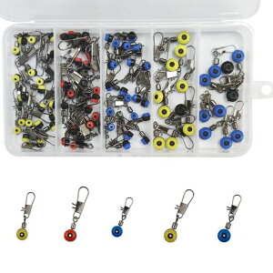 遊動スイベルシモリペットウキ釣り仕掛けセット仕掛け用海上釣堀専用ウキスイベルスナップ3色5サイズ80個入