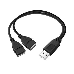ダブルUSB延長ケーブルオス-メス2本Yケーブル電源アダプタコンバータUSB2.0オス-USBメス2本Yスプリッター電話用(0.15m)
