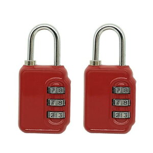 南京錠ダイヤル3桁ダイヤルロックダイヤル錠小型補助錠盗難防止防水防錆荷物バックパック学校ロッカー倉庫用(2個)(赤)