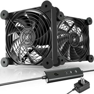 Novonest扇風機小型換気扇冷却ファン2連静音ミニファンpcファン冷却クーラー5段階風量調節DCファン120mmDIYFAN12V小型ファン「U3DC2」