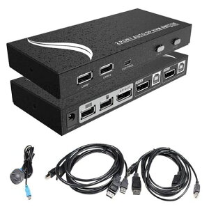 ES-TuneDisplayportKVM�ؑ֊�DP�X�C�b�`4K60HZ2����1�o��PC2��pDP�EUSB�P�[�u���t���z�b�g�L�[�L���X�C�b�`���{��戵�������t