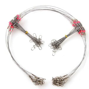 EASYCATCHワイヤーハリスワイヤーリーダー太刀魚石鯛胴突仕掛け船釣り沖釣り12本セット2つハリスエダス仕様シルバー