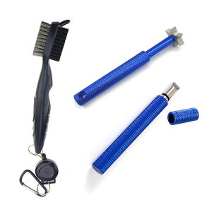 YANYULIゴルフメンテナンス用品ゴルフクラブクリーニングセット3点セット両面ブラシアイアン溝削りウェッジクリーナー掃除ブラシ器具お手入れ錆落とし磨きクリーニングツール(ブルー+…