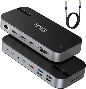 USB C �h�b�L���O�X�e�[�V���� type c Dock �y16 in 1�z 3��ʃ��[�h �g���v���f�B�X�v���C�Ή� 87W�o�� �f���A�� 4K HDMI�o�̓|�[�g (16in1)
