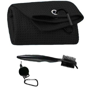 ゴルフクラブブラシゴルフタオルゴルフボールクラブ拭き登山バックルと固定ベルトクリーニングブラシ付きワイヤナイロン滑り止修理ツールゴルフアクセサリーツールキットブラックタ…