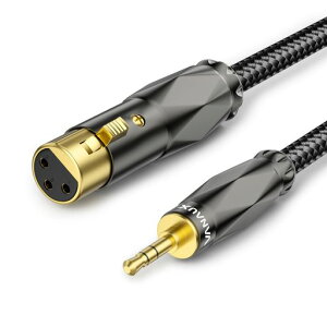 xlr3.5mm変換マイクケーブルアンバランス3.5mmTRS(オス)-XLR(メス)3ピケーブルマイク/スピーカー/コンソール/携帯電話/カメラ/アンプなどに適用(1m)
