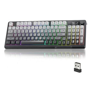 ATTACK SHARK x FREE WOLF M96 �Q�[�~���O�L�[�{�[�h�A�����u�����L�[�{�[�h�A���C�����X2.4G/Bluetooth�_�u�����[�h�����L�[�{�[�h�APBT