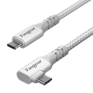 Fasgear USB C - Type C 3.2 Gen 2x2 �P�[�u�� L��1.8m, 20Gbps 100W �[�d 4K �r�f�I USB-C �R�[�h 90�x�Ή� Mac-book Pro, i-Pad Mini, Dell/Sam-sung