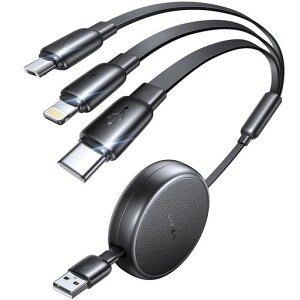 LISEN3in1[dP[u1m܂Ƃ[dP[ucϋv}`[dR[h3in1USBAtoTypeC/Lightning/Micro3䓯d\[Lkݖh~]iPhoneAndroid