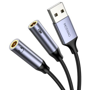 MOSWAG USB�I�[�f�B�I�A�_�v�^�A�X�e���IUSB�O���T�E���h�J�[�h�A3.5 mm�C���z���ƃ}�C�NTRS�W���b�N����Ή�Windows�A�m�[�g�p�\�R���A�f�X�N�g�b�vWindows�AMAC�ALinux�APC�APS5�APS4