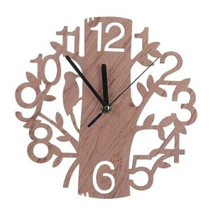 壁掛け時計木製シンプルおしゃれかわいいローマ様式静音連続秒針北欧インテリアデザインウォールクロックレトロ大文字ローマ数字プレゼント(ブラウン)