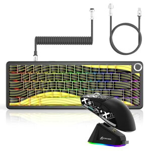 ATTACK SHARK X65PRO HE�����Q�[�~���O�L�[�{�[�h&X11���C�����X�}�E�X�Z�b�g�A0.01mm�����A8000Hz�A�[�d�h�b�N�t��