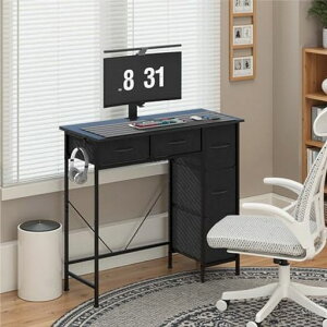 KurasageKurasageデスク机パソコンデスク引き出し付き勉強机幅84cmx奥行36cm耐荷重40KGPCデスク作業机頑丈コンパクトおしゃれ組立簡単(ブラック)