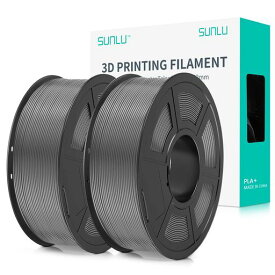PLA PLUS 3D フィラメント 1.75MM、 SUNLU 3Dプリンター & 3Dペン用 PLA+ フィラメント、 高尺寸精度、高密度、許容誤差精度 +/- 0.02MM、1KG*2 灰+灰