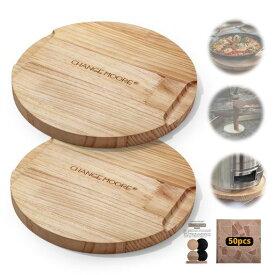 CHANGE MOORE 松木ストーブディスクパッド 【日本語説明書付き・5IN1多用途】デスクトップ保護 23CM/25CM ブラック/原木色 マット巾50枚付き アウトドアキャップ つり銭受け皿 トレイ 小さな物を預かる皿 (【2枚セット】