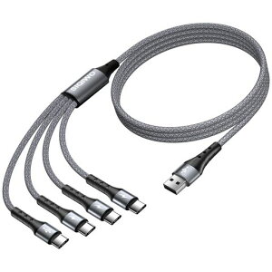 SIQIWO�}���`USBC�P�[�u���}���[�d[1.2M/2�p�b�N]QC3.0(3A)USBC�X�v���b�^�[�P�[�u��4in1�[�d�R�[�h4�̃^�C�vC�|�[�g�t��iPhone171615Pro/iPad