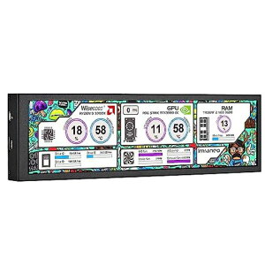 wisecoco 8.8�C���`���^���j�^�[ HD 1920x480 IPS LCD�~�j�f�B�X�v���C PC CPU�f�[�^���j�^�[ �~�j ���� �z �X�g�p�Z���T�[�p�l���f�B�X�v���C AIDA64�p