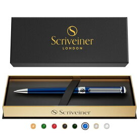 SCRIVEINER ボールペン 最高級 クローム仕上げ シュミット 黒リフィル 最高のボールペンギフトセット 男女 ビジネスマン 役員 オフィスに最適 (ブルー) PROFESSIONAL EXECUTIVE OFFICE NICE DESIGNER