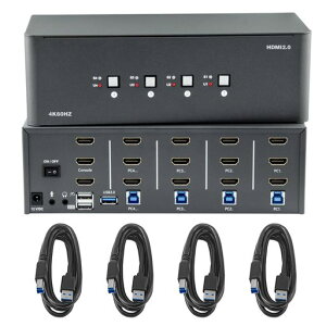 ByteccKVM�X�C�b�`3��̃��j�^�[�A4��̃R���s���[�^�[�A4����3�o�́AUSB3.0�W���b�N�t��8kHDMI�X�C�b�`�A4��̃R���s���[�^�[�ŃL�[�{�[�h�ƃ}�E�X�Z�b�g�����L�AWindows/Mac/Linux���T�|�[�g