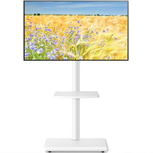 Rfiver�e���r�X�^���h�n�C�^�C�vtv�X�^���h27~60�C���`�Ή��Ǌ񂹃e���r��VESA/��100~400mm/�c100~400mm�ؐ�����ω׏d40kg���������\���E��]35°�Ɨp��Зp(�z���C�g)