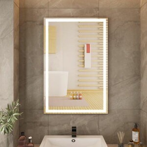 Sunrosaミラー鏡LED壁掛けスチールミラー/強化ガラス女優ミラー洗面台浴室くもり止め鏡おしゃれ三色調光&記憶機能曇り止め防湿明るさ調節可能美容室/バスルーム/リビングルーム/寝室に適…