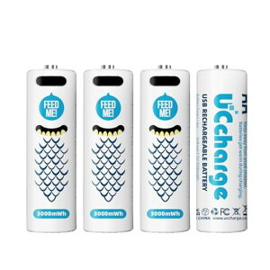UCcharge �P3�d�r USB-C�[�d�����`�E���C�I���o�b�e���[ 4�{�Z�b�g 3000mWh (2000mAh) 1.5V �P�O��e�ʓd�r�^�C�vC�[�d�@�\ ���S�ŐM���ł���