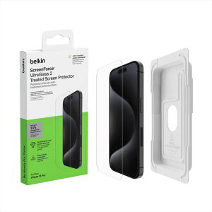 BelkiniPhone15Pro�pUltraGlass2�ی�K���X�t�B�����������K���X�R��0.29mm�ȒP��t�L�b�g�t��OVA133zz