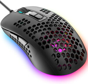MAMBASNAKE383���y�ʗL���Q�[�~���O/�I�t�B�X�p�}�E�X�A�y�ʃn�j�J���P�[�X�A4RGB�o�b�N���C�g�A2400DPI�����\�AWin10/XP/Mac/Air/HP/Acer�Ή�USB���w���R���s���[�^�[�}�E�X���{�������(�u���b�N)