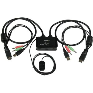 StarTech.com KVM�X�C�b�`/2�|�[�g/�V���O�����j�^�[/HDMI 1080p/�P�[�u����̌^/���� �����[�g�X�C�b�`�t��/�o�X�p���[/PC �p�\�R�� CPU�ؑ֊� 2��p SV211HDUA