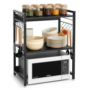 DEWELレンジ上ラックトースターラック幅53レンジラック3段棚板高さ調整キッチン収納ラックシンク上レンジ上収納耐荷重20KGレンジ台卓上レンジ棚電子レンジラック使いやすさ組み立てやす…