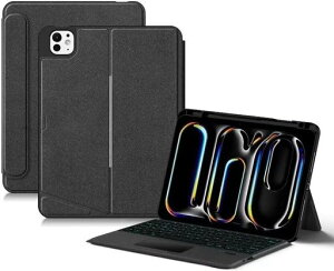 �c/���u���Ή� iPadAir 13�C���`/iPadPro12.9�h ��3/4/5/6���� �L�[�{�[�h �P�[�X �^�b�`�p�b�h �o�b�N���C�g�t�� �}�O�l�b�g�� ������ �P�[�X �p�x�����R�ɕύX �r�W�l�X