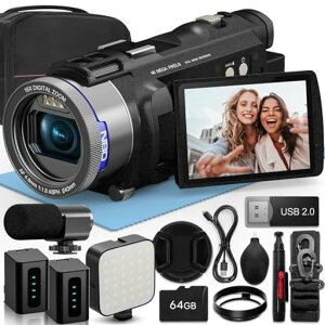 NBD5K4800����f�r�f�I�J�����y���y�ʁz16�{�Y�[��3.0�C���`270°�t���b�v�X�N���[��|�I�[�g�t�H�[�J�X�E��Ԃ�␳|WiFi�@�\|64GBTF�J�[�h&2�̃o�b�e���[�t��(�u���b�N)