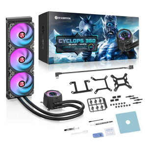 RAIJINTEK���C�W���e�b�NCYCLOPS360BLACKAIO����CPU�N�[���[�A1.4�C���`LCD�X�N���[���A�����\�t�̋����M�`���y�[�X�g52W/mk(0R10B00228)