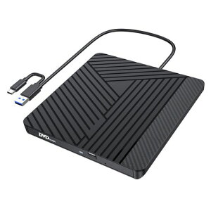 MOSWAG【2025高速USB3.0読取x低騒音】CDDVDドライブ外付け静音DVDプレーヤー外付けDVD、USB-A3.0&Type-c両接続読取/書込可CDドライブ、PCMacパソコンWindows11対応