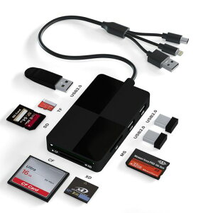 SDJ[h[_[y2025Voz8in1Lightning/TypeC/USB-SD/TF(MicroSD)/MS/XD/CFJ[h[_[USB|[g3to`ݒsvʐ^/rfI0TG@\