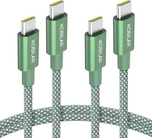 Kobilar USB C to USB C �P�[�u���A60W 3A�����[�d c to c �[�d �P�[�u���A2�{�Z�b�g-1.5M�A�A���~�j�E����Type C to Type C�AiPhone15/15Pro/16Plus/16ProMax/iPad
