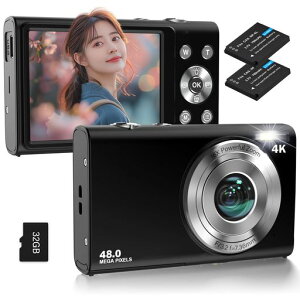 STUOGYUM �f�W�^���J���� 4K �I�[�g�t�H�[�J�X �f�W�J�� 4800����f 700mAh�o�b�e���[2���� 16�{�Y�[�� �E�F�u�J���� ��Ԃ�␳ �猟�o �X�}�C���L���v�`���[ �A���B�e ���B�� 2.88�C���`IPS�X�c