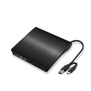 【SSLYF】外付けDVDドライブ高速処理8倍速DVD・24倍速CD光学ドライブ外付けUSB3.0&Type-Cデュアルポート対応読取/書込可能ポータブルスリム設計バスパワー駆動Windows11/10/8/7/Mac対応