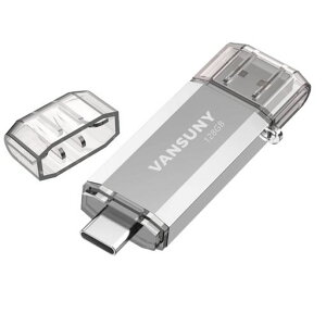 Vansuny USB������ Type-C 128GB �����]���f�[�^ USB�t���b�V���h���C�u 2in1 OTG USB 3.0 + USB C�������X�e�B�b�N �f���A�� �^�C�vC 128�M�K ��e�� (��)