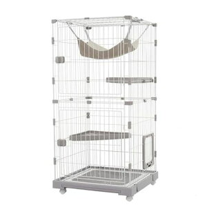 BTM猫ケージキャットケージ2段多頭飼い引き出しトレー自由組み合わせ猫ドアキャットハウスペットゲージ猫ゲージ大型キャスター付きハンモックネコハウス留守番保護脱走防止ペットケ…