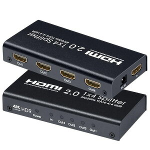 ELEVIEW HDMI���z�� �X�v���b�^�[ 1����4�o�� 4K/60HZ HDMI2.0/HDCP2.2�Ή� 18GBPS 4�|�[�g �����f����4��ʓ����o�� PS4/PS5/FIRETV�ɑΉ� AC�d���A�_�v�^�[�t�� EHD-820N