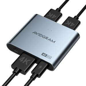 AVIDGRAMHDMI分配器1入力2出力4K60Hz4:4:4、HDMIスプリッター自動、コピー、ダウンスケーラーモード付きデュアル同一ディスプレイ用1080p120HzHDR10対応PS4Pro、Xbox、PS5に対応