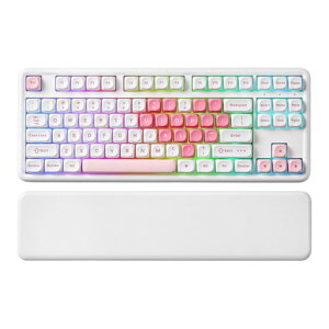 YUNZII B87 ���C�����X���J�j�J���L�[�{�[�h �Q�[�~���O�L�[�{�[�h BT5.0/2.4G/USB-C NKRO QMK/VIA�\�t�g�E�F�A�J�X�^�� MOA�L�[�L���b�v �K�X�P�b�g RGB ���X�g���X�g Win/Mac�p (�z���C�g,